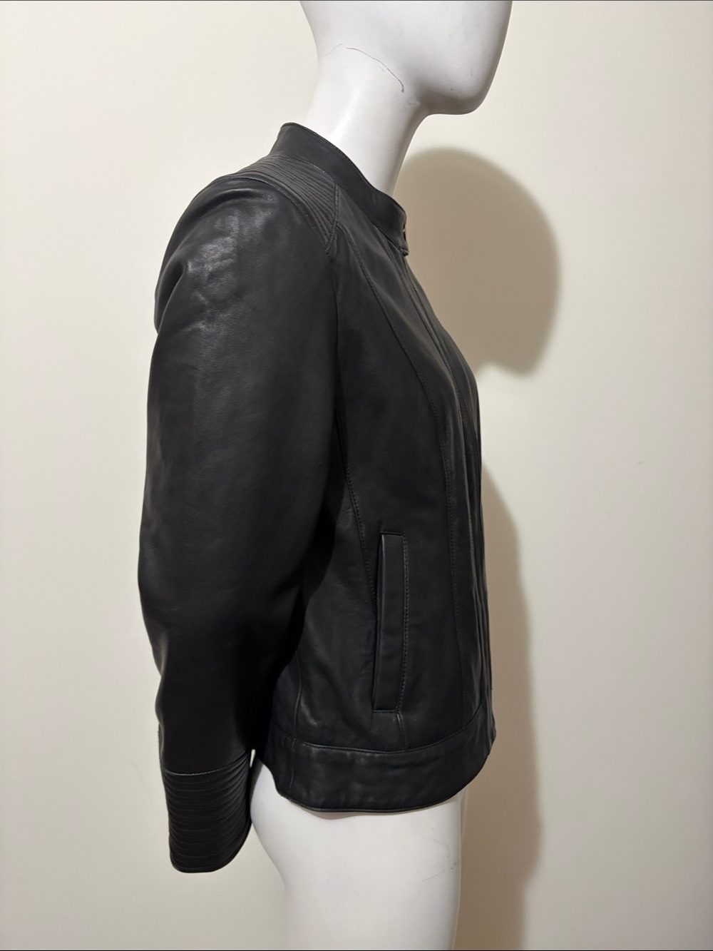Badgley Mischka Black Leather Moto Jacket - Picture 8 of 14
